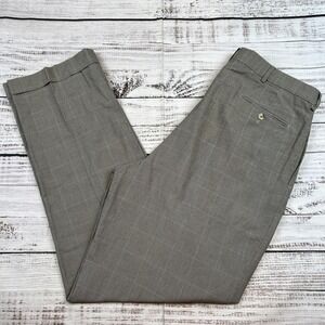 VTG Polo Ralph Lauren Dress Pants Size 38x34 Windowpane Plaid Houndstooth Gray